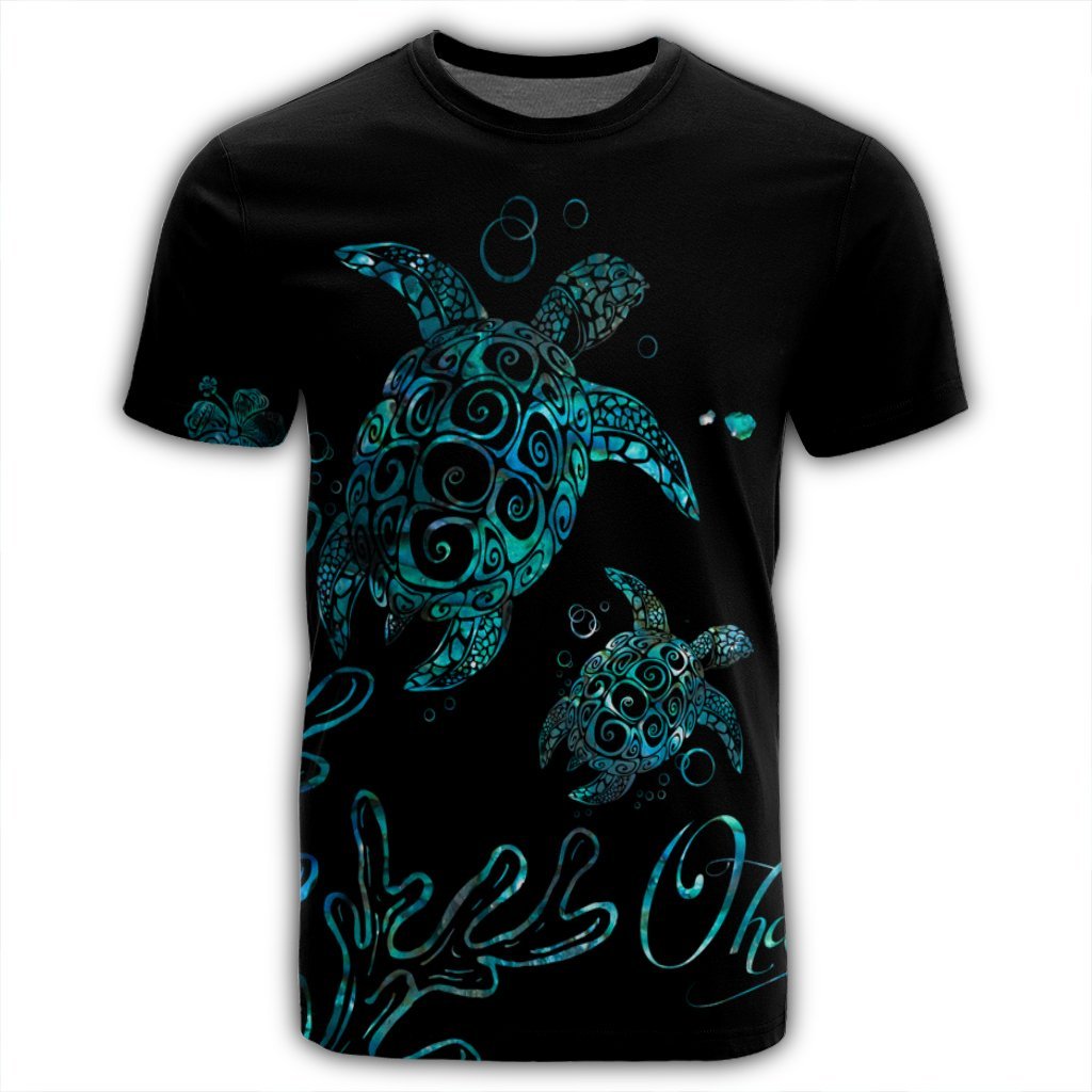 Hawaii Turtle Ohana Paua Shell T Shirt - Polynesian Pride