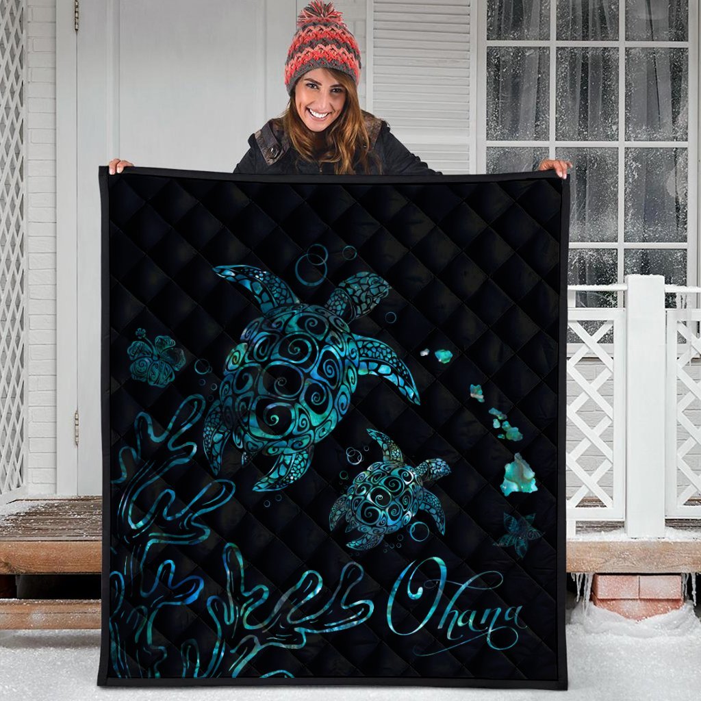 Hawaii Turtle Ohana Paua Shell Premium Quilts - AH - Polynesian Pride
