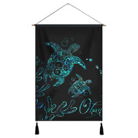 Hawaii Turtle Ohana Paua Shell Hanging Poster - AH Hanging Poster Cotton And Linen - Polynesian Pride