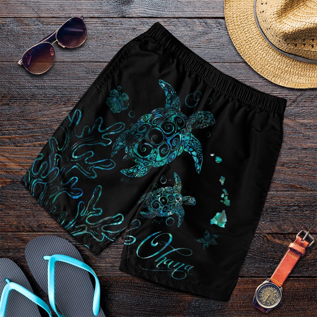 Hawaii Turtle Ohana Paua Shell Men's Shorts - AH Art - Polynesian Pride