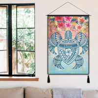Hawaii Turtle Ohana Stary Night Hibiscus Hanging Poster - AH - Polynesian Pride