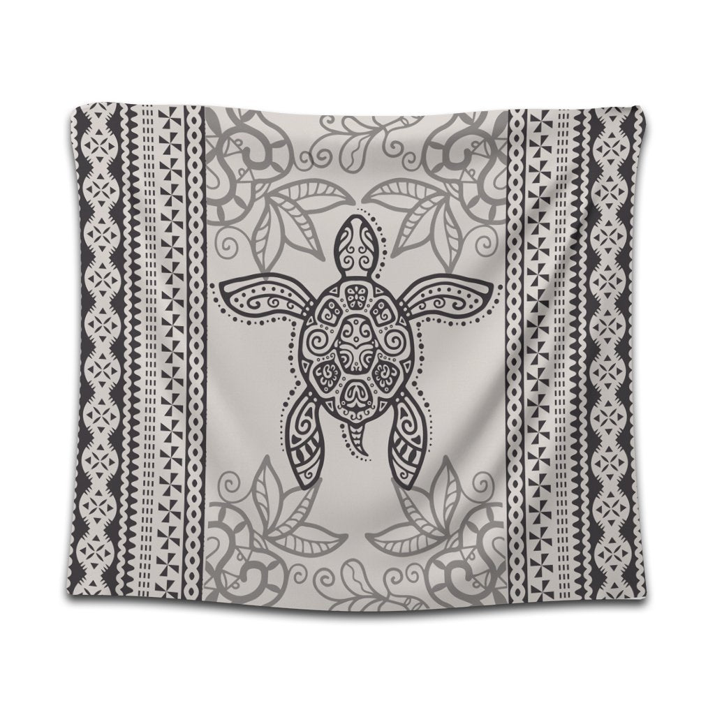 Hawaii Turtle Pattern Tapestry - AH Wall Tapestry Black - Polynesian Pride