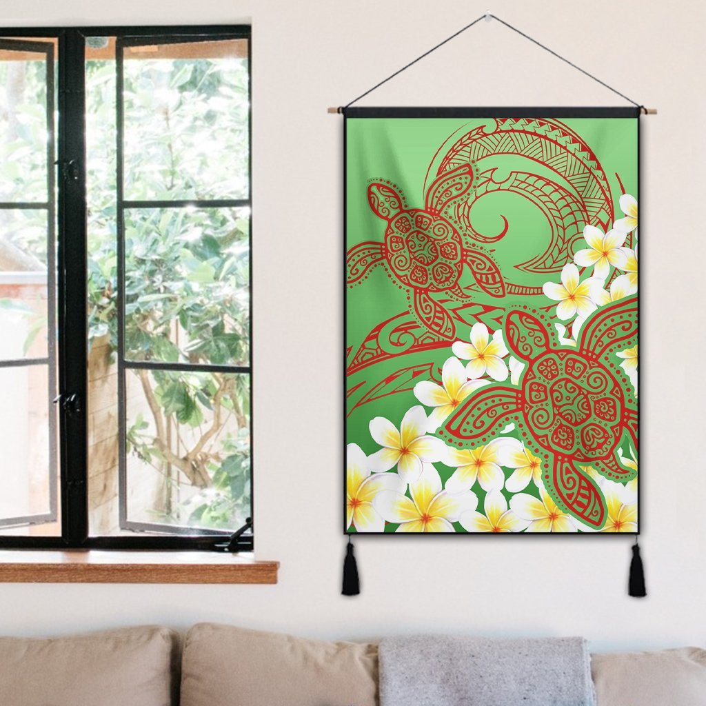 Hawaii Turtle Plumeria Hanging Poster - Green Style - AH - Polynesian Pride