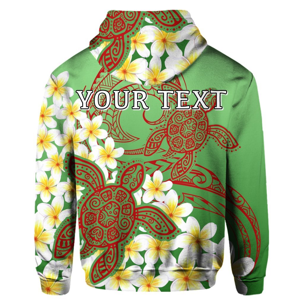 Custom Hawaii Turtle Plumeria Hoodie Green Style - Polynesian Pride