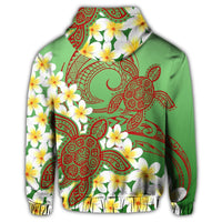 Hawaii Turtle Plumeria Zip Hoodie Green Style - Polynesian Pride