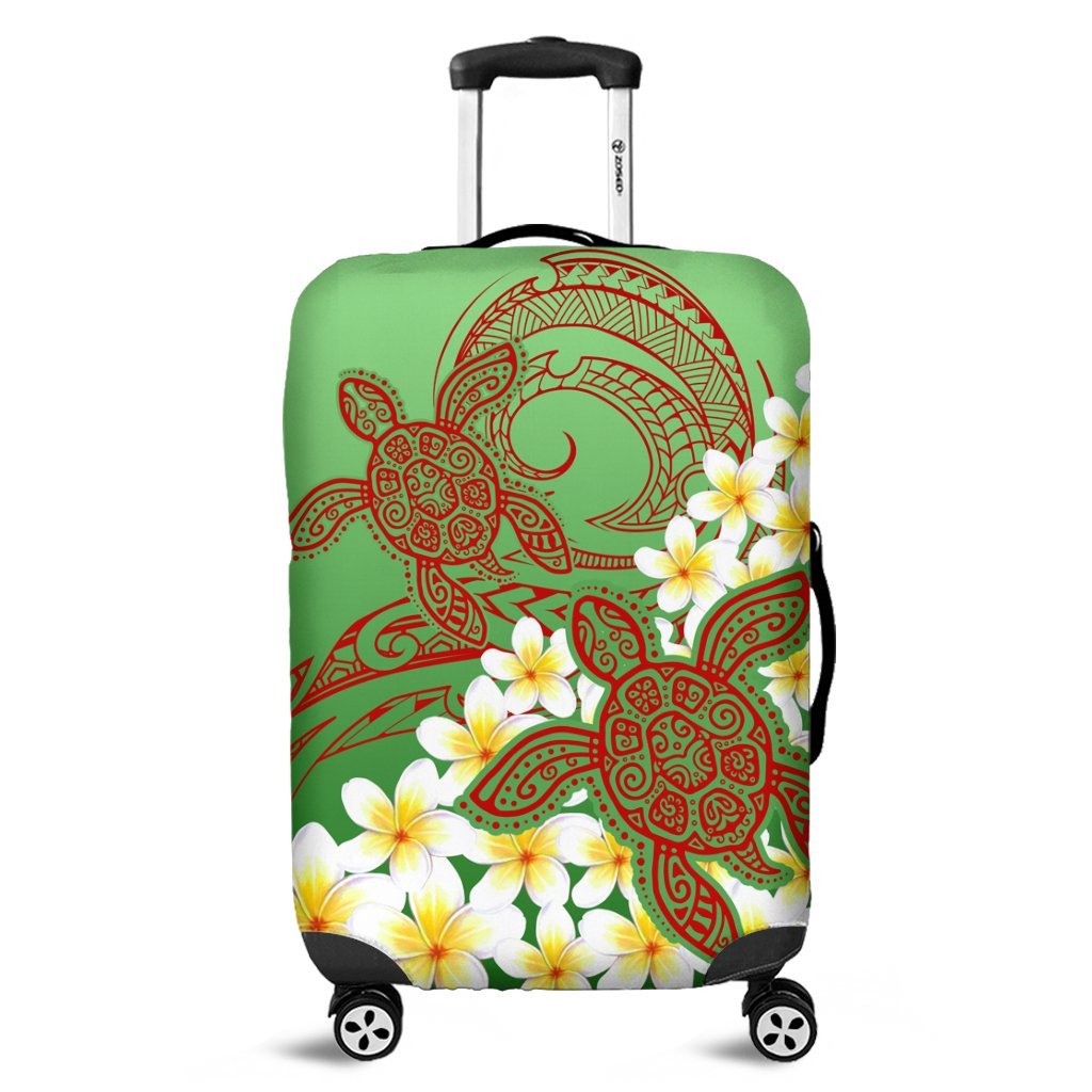 Hawaii Turtle Plumeria Luggage Covers - Green Style - AH Black - Polynesian Pride