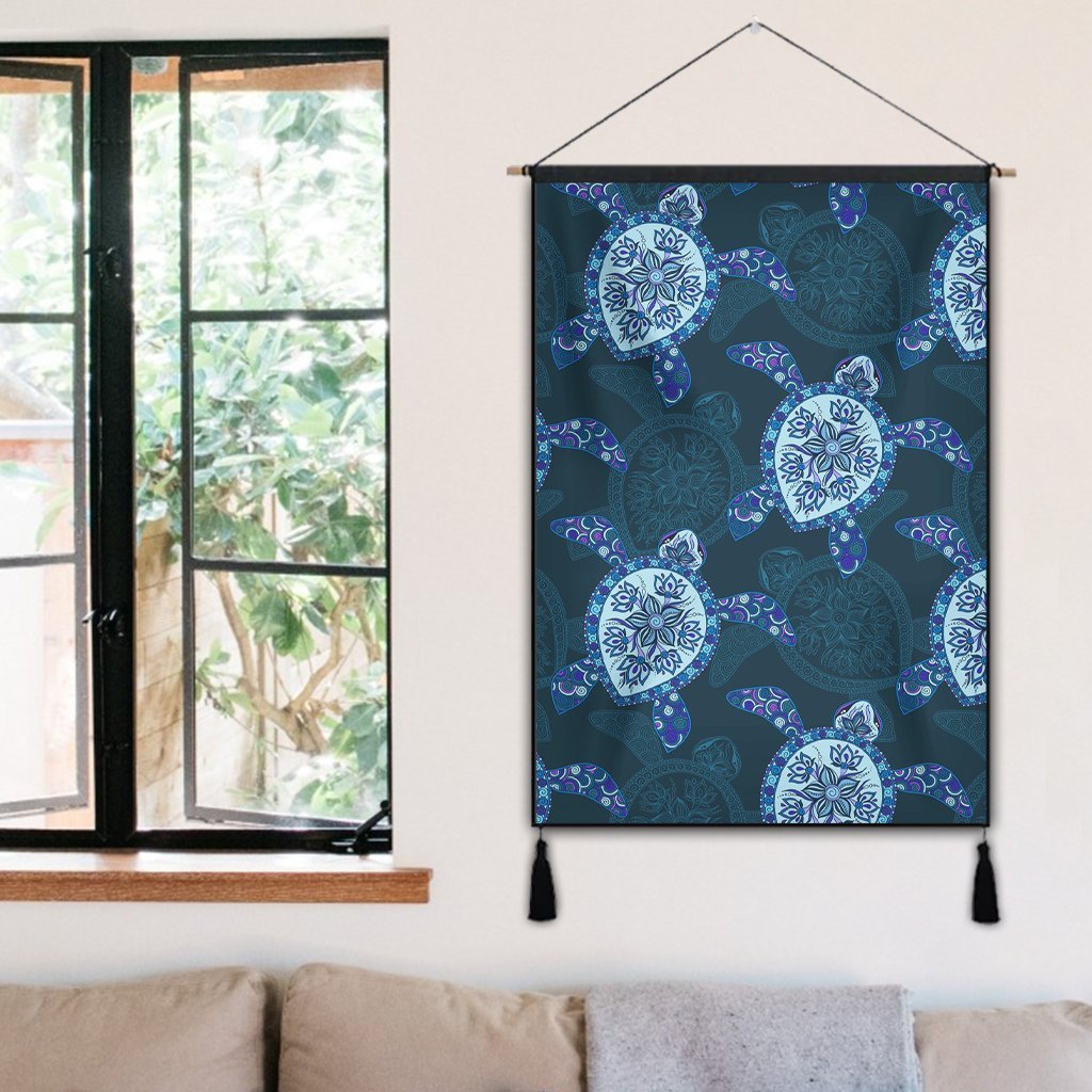 Hawaii Turtle Plumeria Blue Hanging Poster - AH - Polynesian Pride
