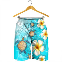 Hawaii Turtle Plumeria Coat Of Arm Ocean Men's Shorts - AH - Polynesian Pride