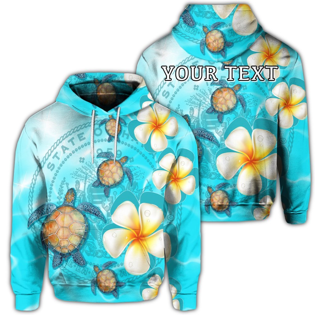 Custom Hawaii Turtle Plumeria Coat of Arm Ocean Hoodie Unisex Art - Polynesian Pride