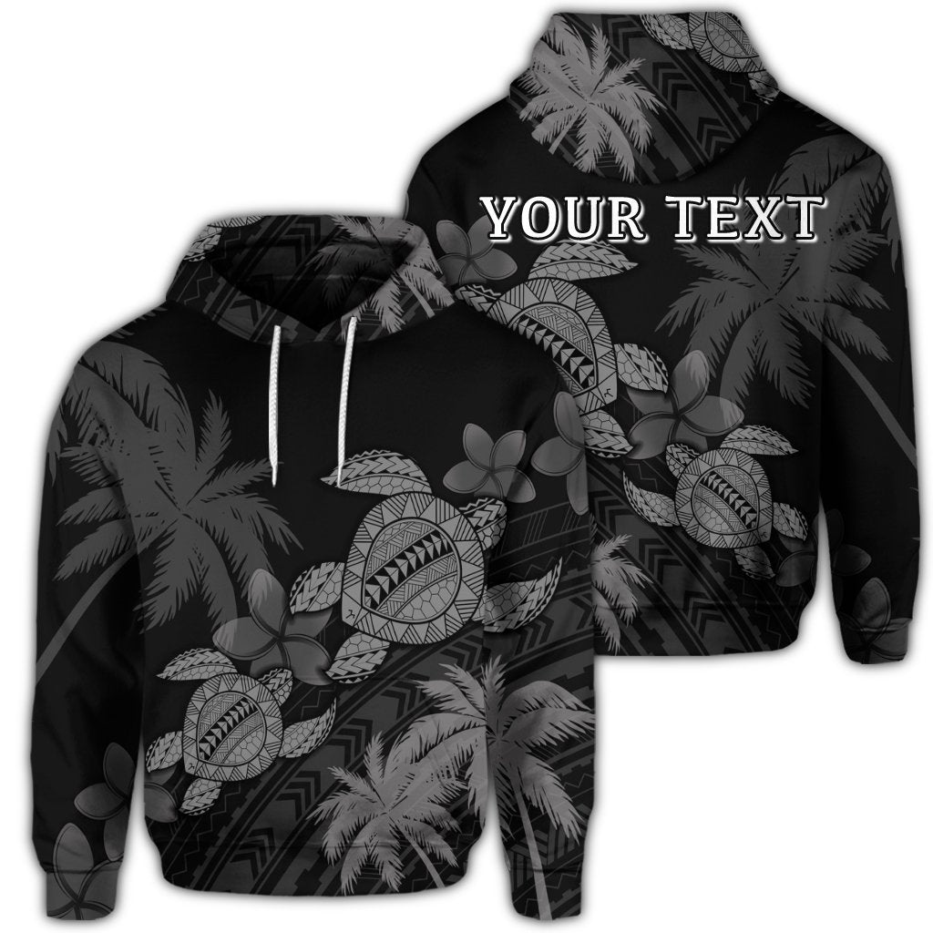 Custom Hawaii Turtle Plumeria Coconut Tree Polynesian Hoodie Gray Unisex Art - Polynesian Pride