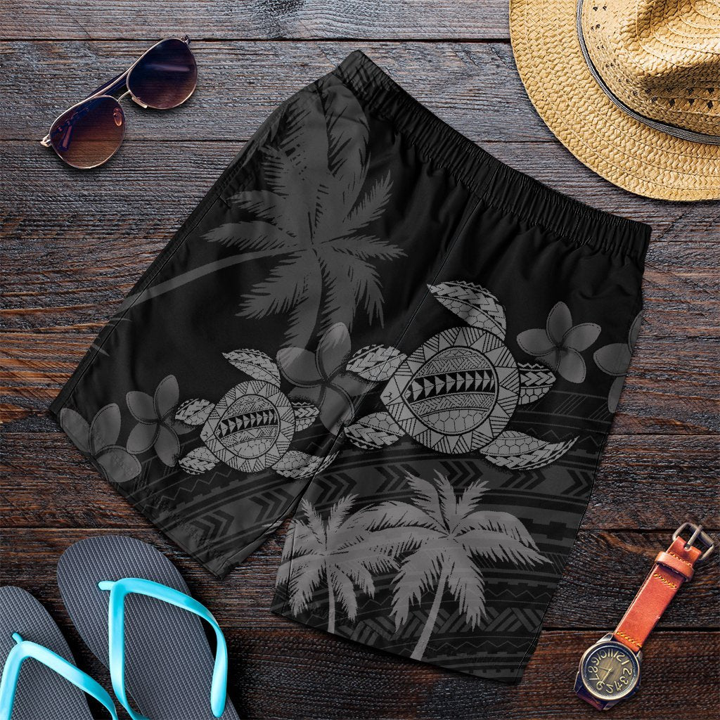 Hawaii Turtle Plumeria Coconut Tree Polynesian Men's Shorts - Gray - AH Art - Polynesian Pride