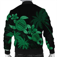 Hawaii Turtle Plumeria Coconut Tree Polynesian Bomber Jacket - Green - AH - Polynesian Pride