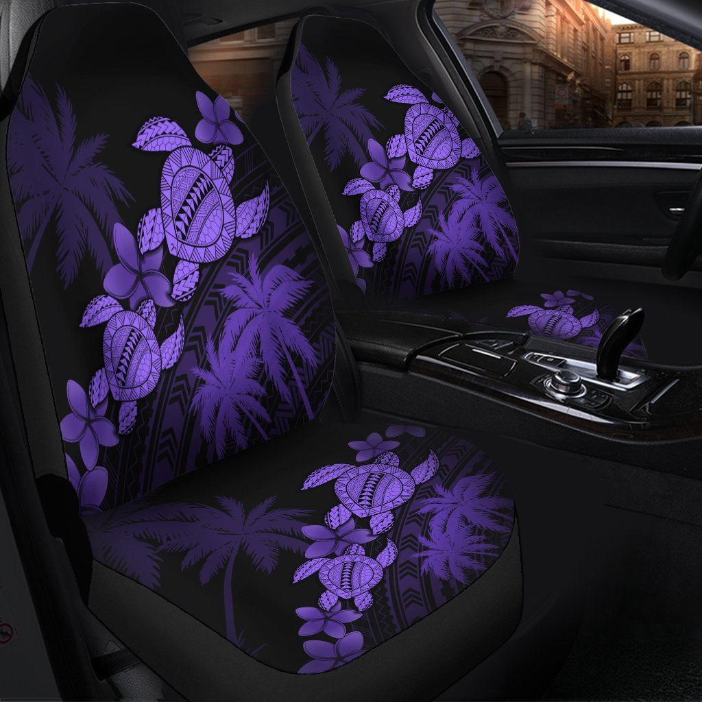 Hawaii Turtle Plumeria Coconut Tree Polynesian Car Seat Covers - Purple - AH - Polynesian Pride