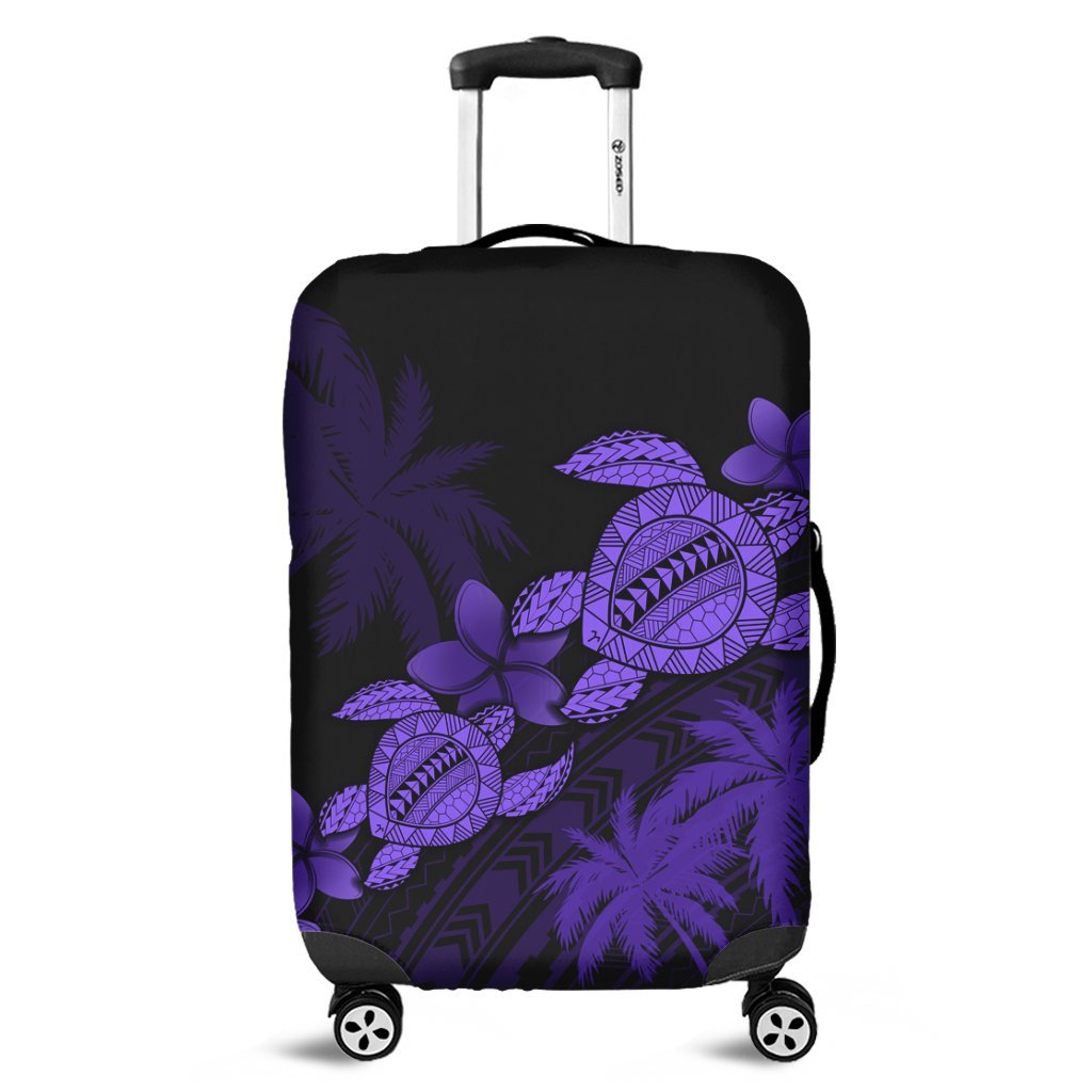 Hawaii Turtle Plumeria Coconut Tree Polynesian Luggage Covers - Purple - AH Black - Polynesian Pride