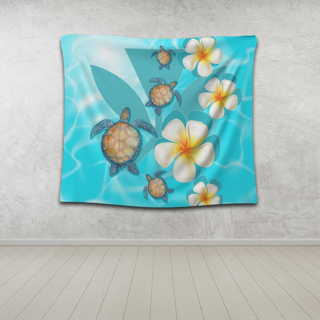 Hawaii Turtle Plumeria Kanaka Ocean Tapestry - AH - Polynesian Pride