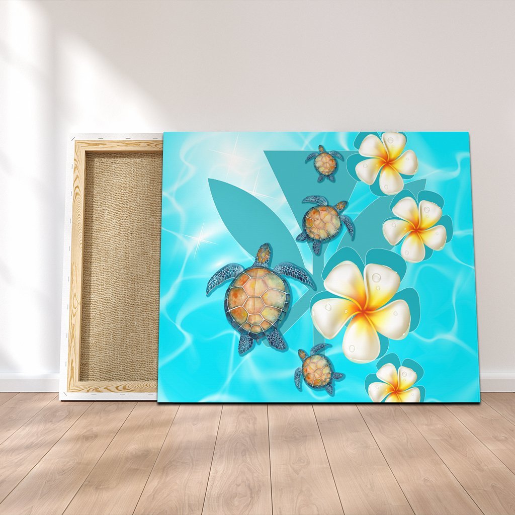 Hawaii Turtle Plumeria Kanaka Ocean Canvas - AH Canvas Poly-cotton - Polynesian Pride