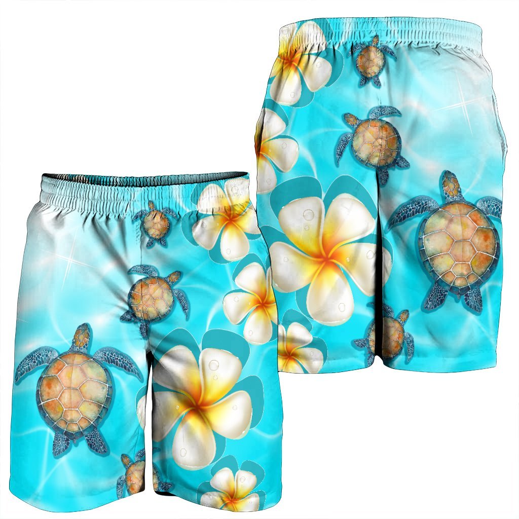 Hawaii Turtle Plumeria Ocean Men's Shorts - AH - Polynesian Pride