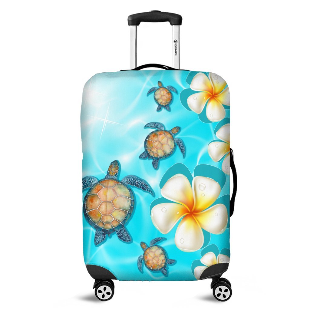 Hawaii Turtle Plumeria Ocean Luggage Covers - AH Black - Polynesian Pride