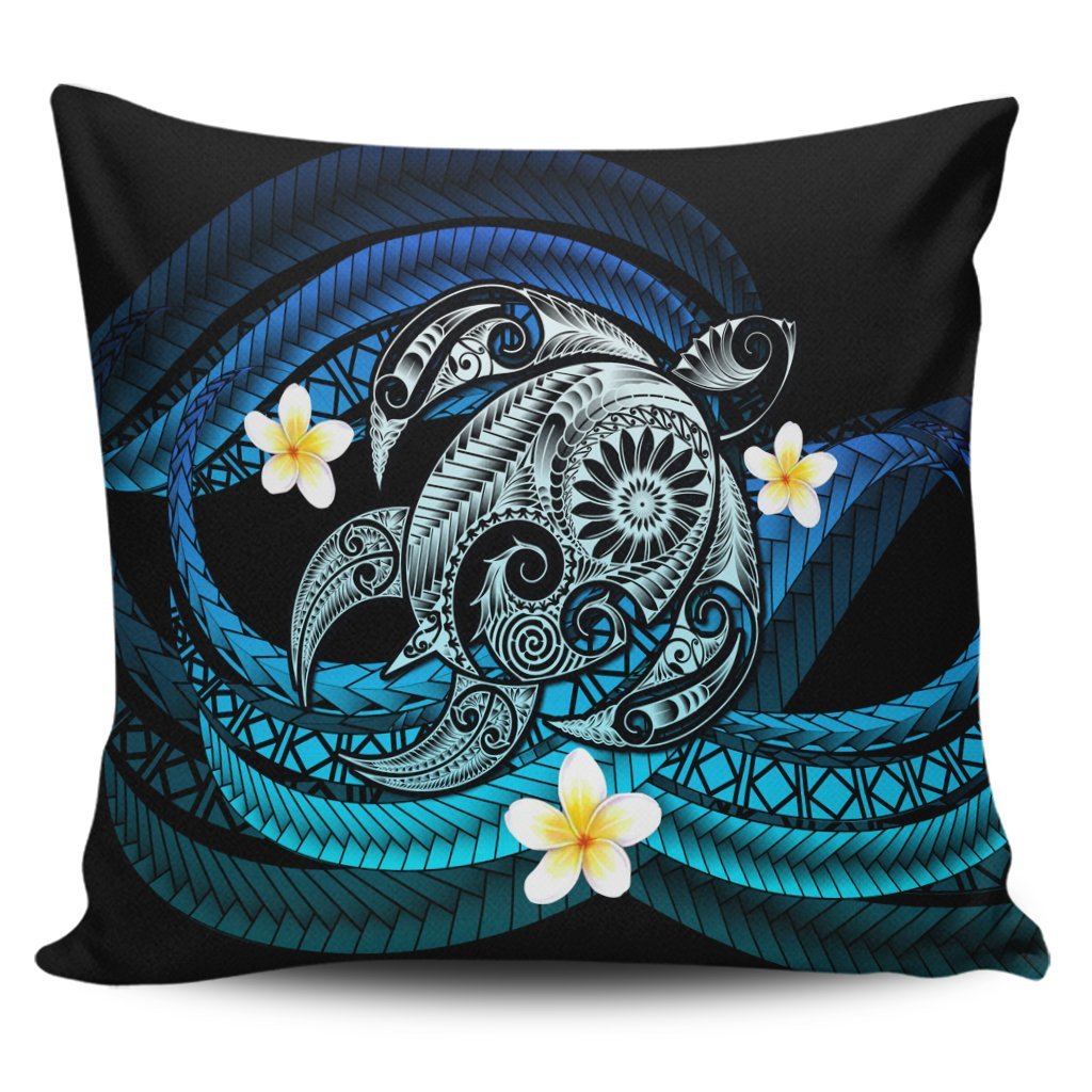 Hawaii Turtle Plumeria Polynesian Pillow Covers - Mela Style - AH Pillow Covers Black - Polynesian Pride