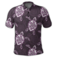 Hawaii Turtle Plumeria Violet Polo Shirt - Polynesian Pride