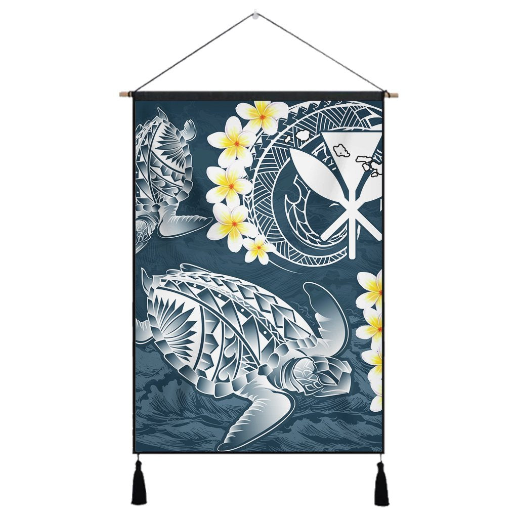 Hawaii Turtle Plumerian Polynesian Hanging Poster - Sease Style - AH Hanging Poster Cotton And Linen - Polynesian Pride