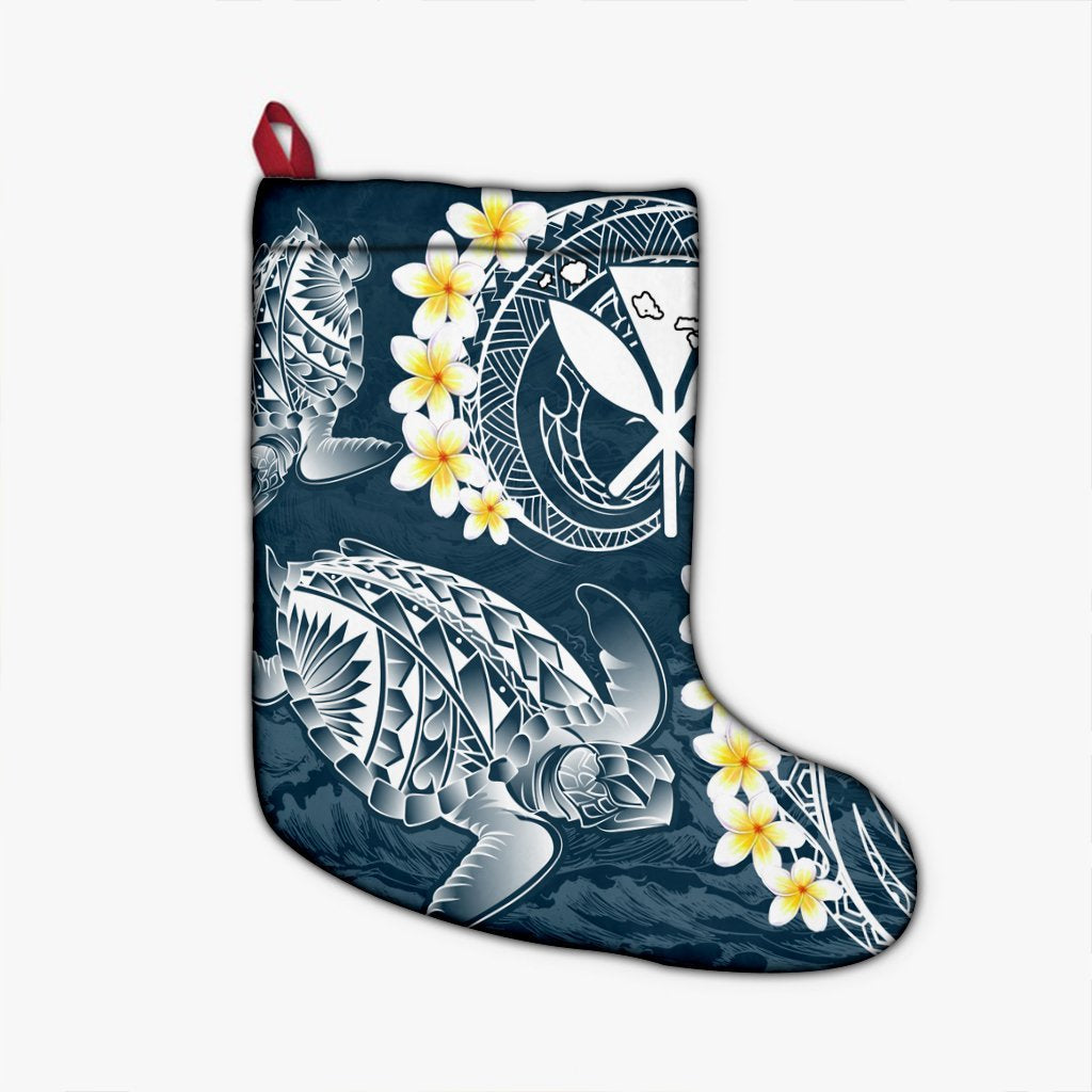Hawaii Turtle Plumerian Polynesian Christmas Stocking - Sease Style - AH Christmas Stocking 26 X 42 cm Black - Polynesian Pride