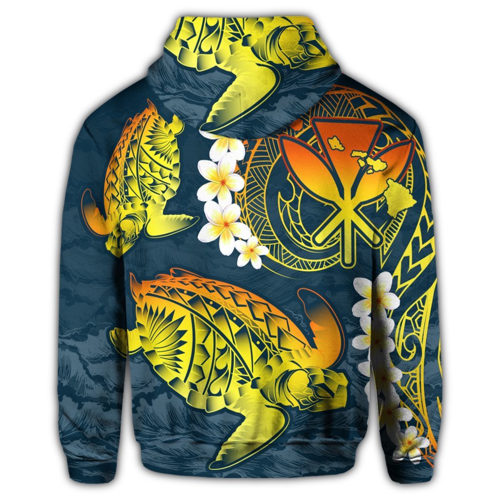 Hawaii Turtle Plumerian Polynesian Zip Hoodie Sease Style ver 2 - Polynesian Pride