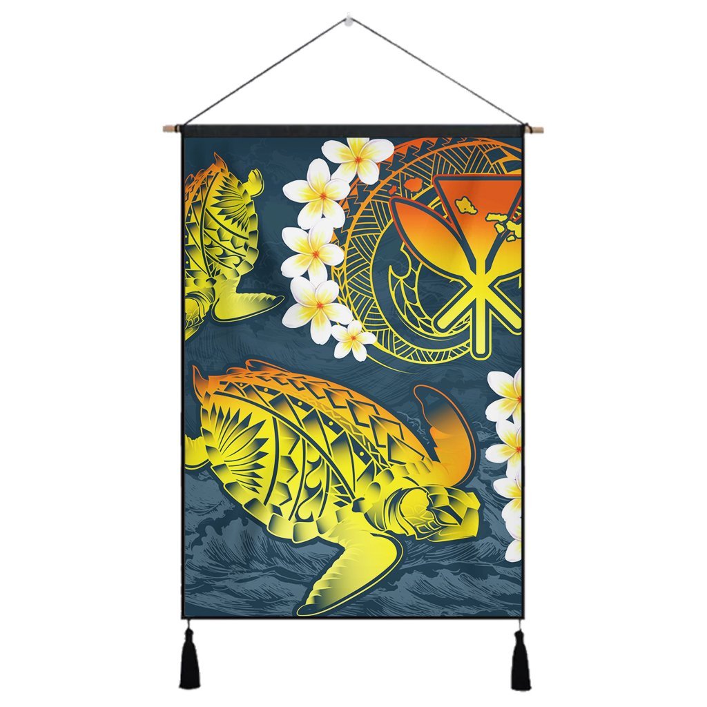 Hawaii Turtle Plumerian Polynesian Hanging Poster - Sease Style - ver 2 - AH Hanging Poster Cotton And Linen - Polynesian Pride