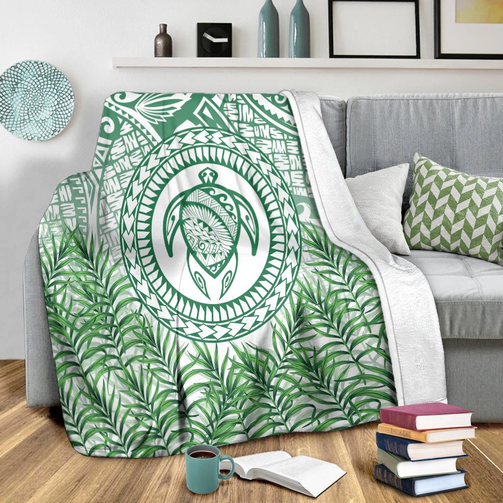 Hawaii Turtle Polyneian Palm Tree Leaf Premium Blankets - AH - Polynesian Pride
