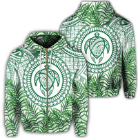 Hawaii Turtle Polyneian Palm Tree Leaf Zip Hoodie Unisex Art - Polynesian Pride