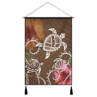 Hawaii Turtle Polynesian Hanging Poster - Herd Style - AH Hanging Poster Cotton And Linen - Polynesian Pride