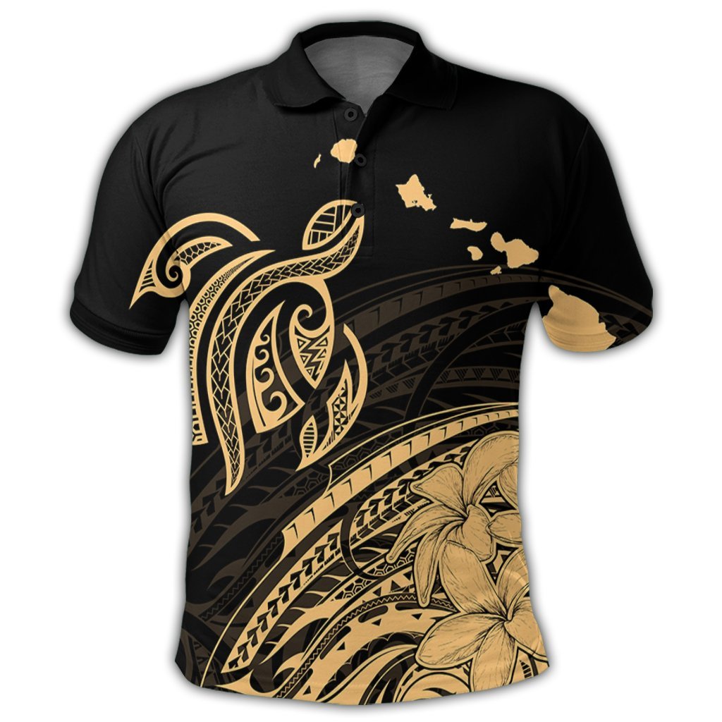 Hawaii Turtle Polynesian Map Plumeria Polo Shirt - Polynesian Pride
