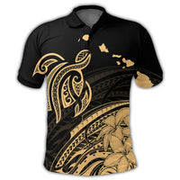 Hawaii Turtle Polynesian Map Plumeria Polo Shirt - Polynesian Pride