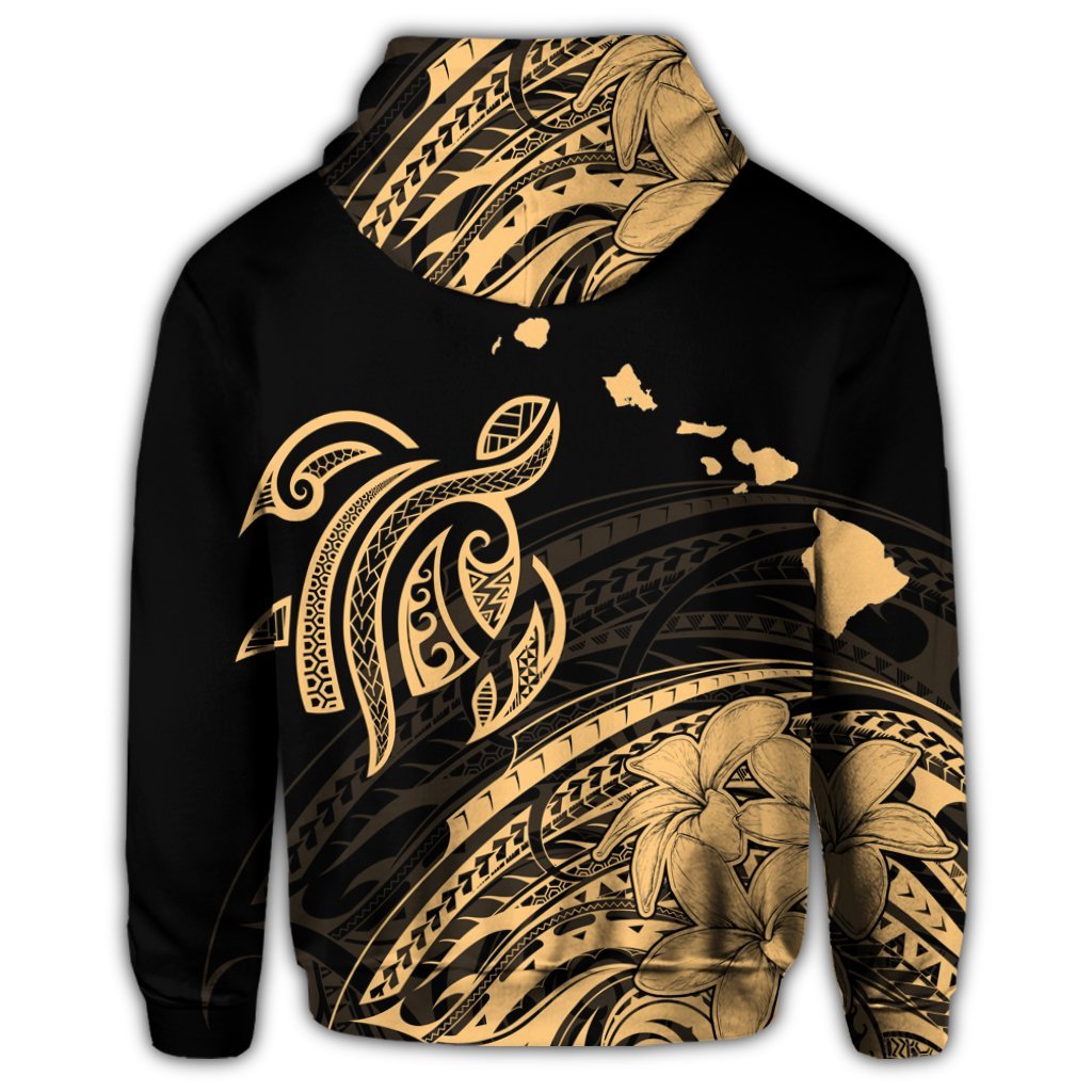 Hawaii Turtle Polynesian Map Plumeria Zip Hoodie - Polynesian Pride