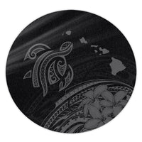 Hawaii Turtle Polynesian Map Plumeria Round Carpet Gray - AH Round Carpet Luxurious Plush - Polynesian Pride