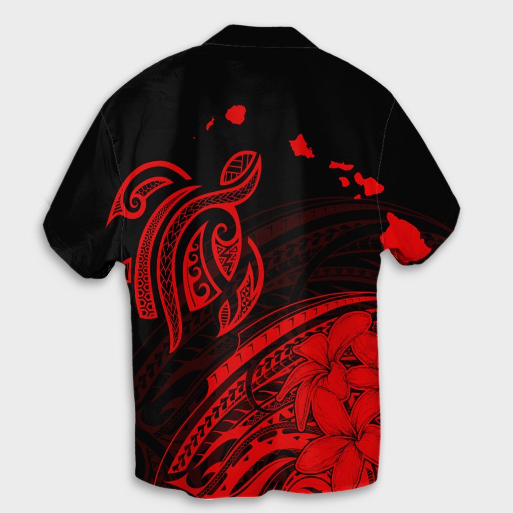 Hawaii Turtle Polynesian Map Plumeria Hawaiian Shirt Red - AH - Polynesian Pride