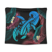 Hawaii Turtle Polynesian Tropical Tapestry - Ghia Style - AH Wall Tapestry Black - Polynesian Pride