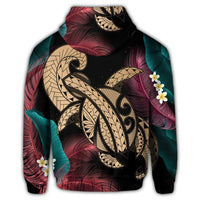 Hawaii Turtle Polynesian Tropical Zip Hoodie Ghia Style Gold - Polynesian Pride