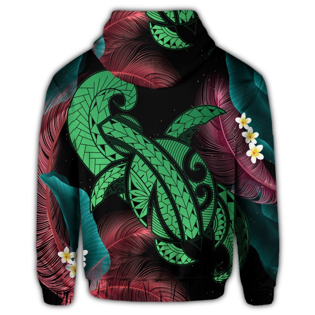 Hawaii Turtle Polynesian Tropical Zip Hoodie Ghia Style Green - Polynesian Pride