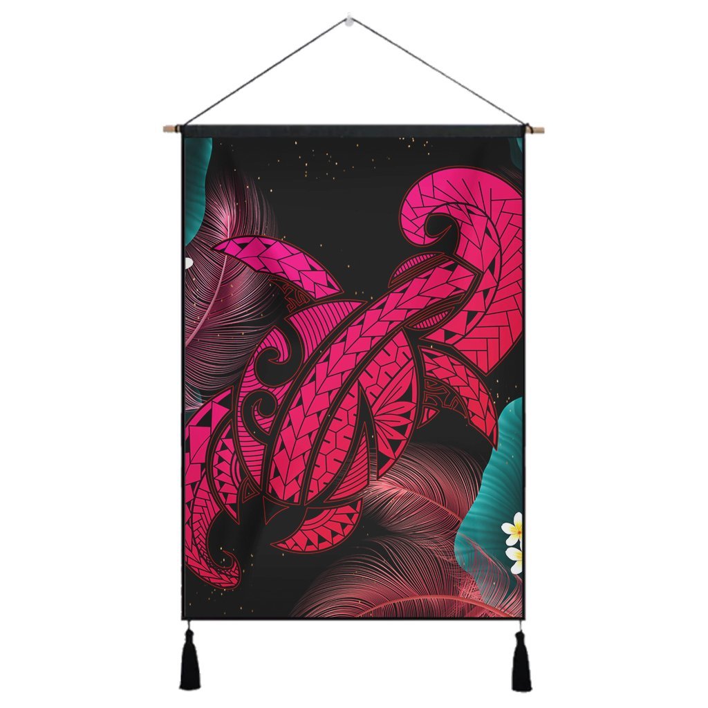 Hawaii Turtle Polynesian Tropical Hanging Poster - Ghia Style Pink - AH Hanging Poster Cotton And Linen - Polynesian Pride