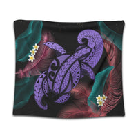 Hawaii Turtle Polynesian Tropical Tapestry - Ghia Style Purple - AH Wall Tapestry Black - Polynesian Pride