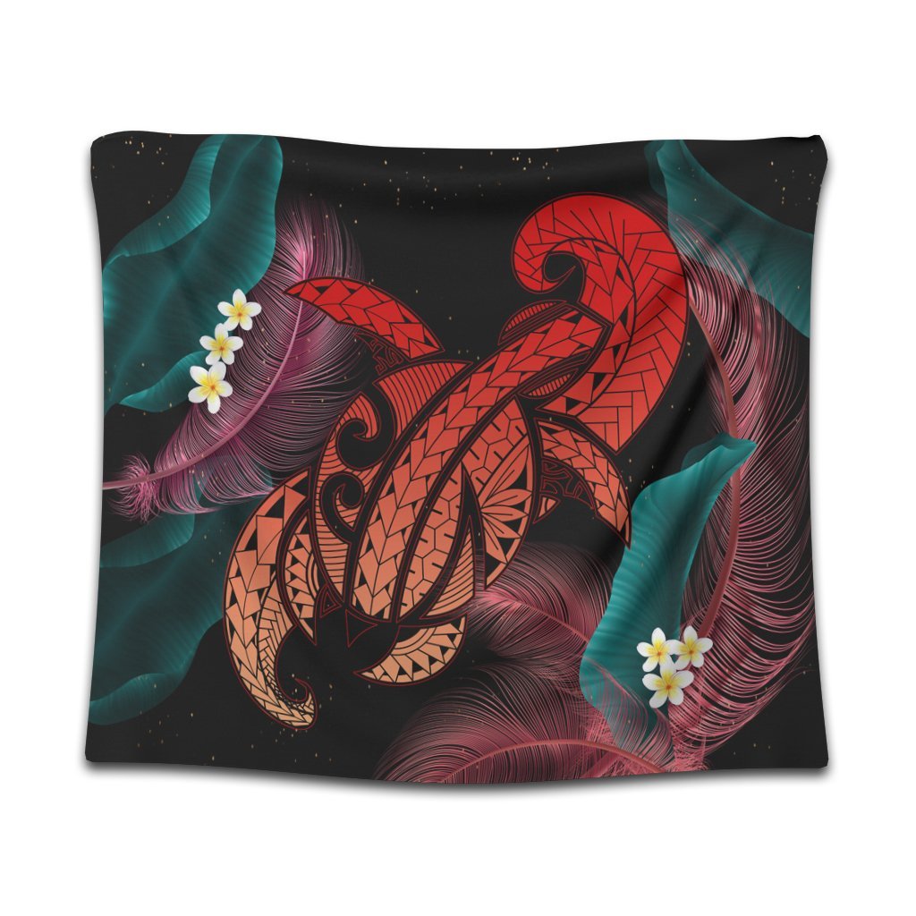 Hawaii Turtle Polynesian Tropical Tapestry - Ghia Style Red - AH Wall Tapestry Black - Polynesian Pride