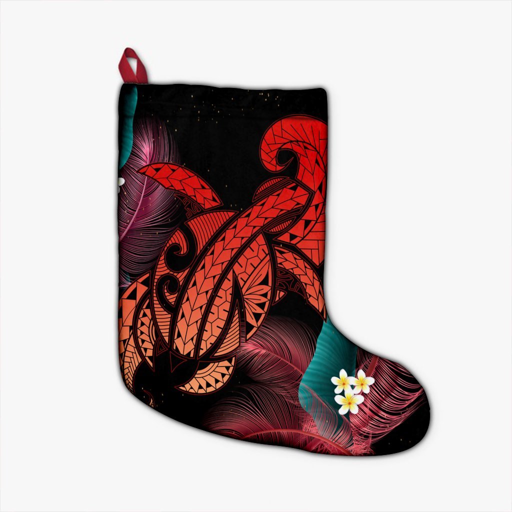 Hawaii Turtle Polynesian Tropical Christmas Stocking - Ghia Style Red - AH Christmas Stocking 26 X 42 cm Black - Polynesian Pride