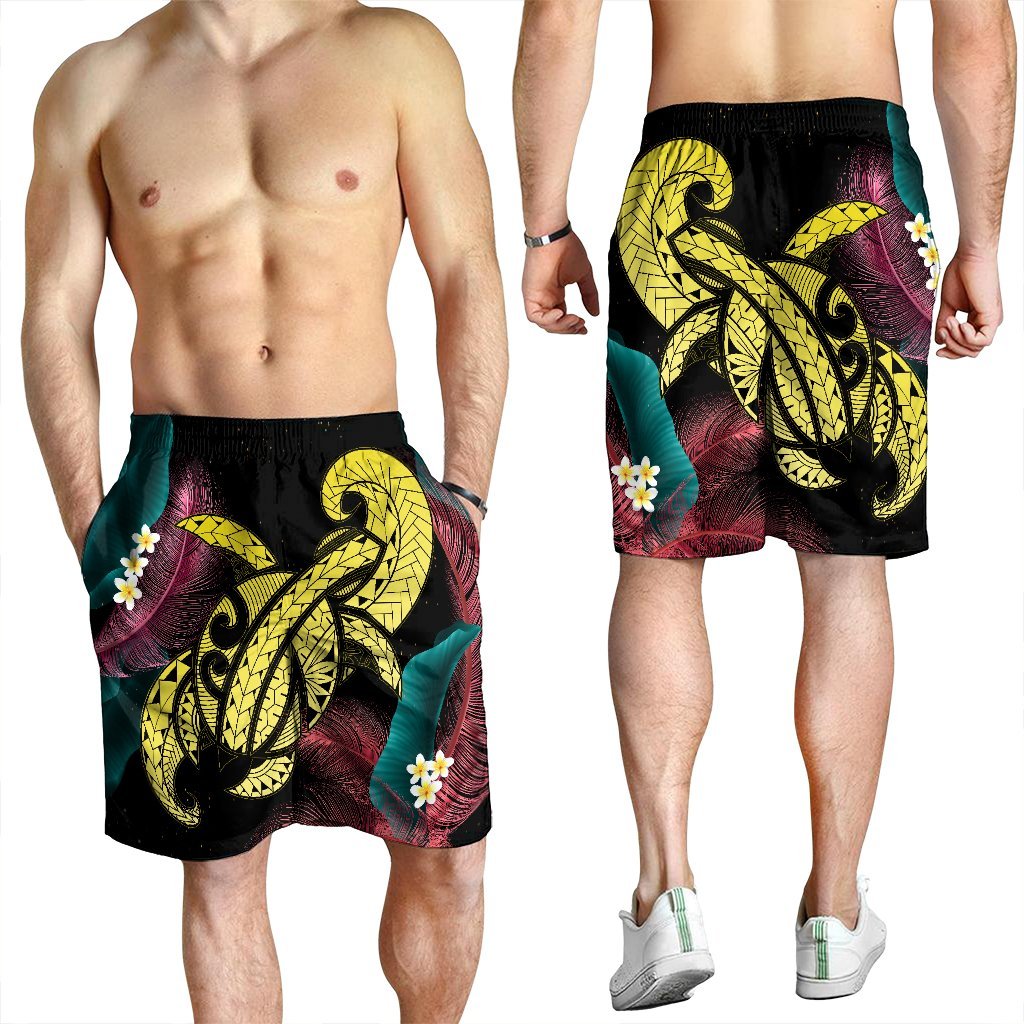 Hawaii Turtle Polynesian Tropical Men's Shorts - Ghia Style Yellow - AH - Polynesian Pride