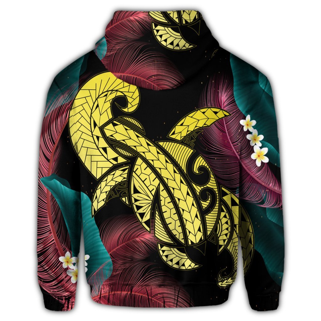 Hawaii Turtle Polynesian Tropical Zip Hoodie Ghia Style Yellow - Polynesian Pride