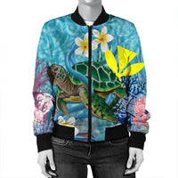 Hawaii Turtle Sea Cotral Polynesian Bomber Jacket - AH - Polynesian Pride