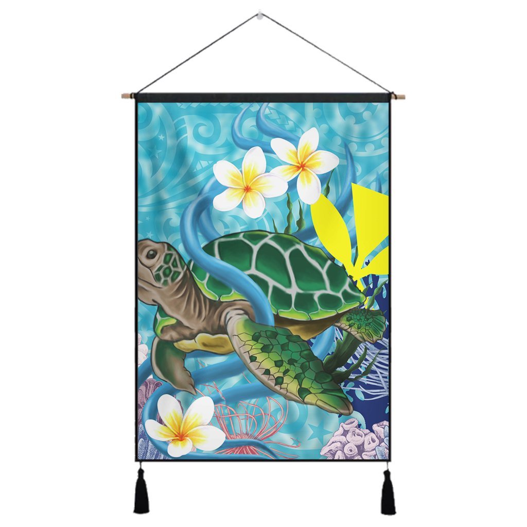 Hawaii Turtle Sea Cotral Polynesian Hanging Poster - AH Hanging Poster Cotton And Linen - Polynesian Pride