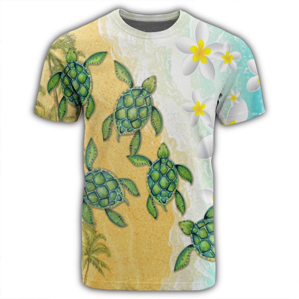 Hawaii Turtle Sea Hibiscus Coconut Tree T Shirt - Polynesian Pride