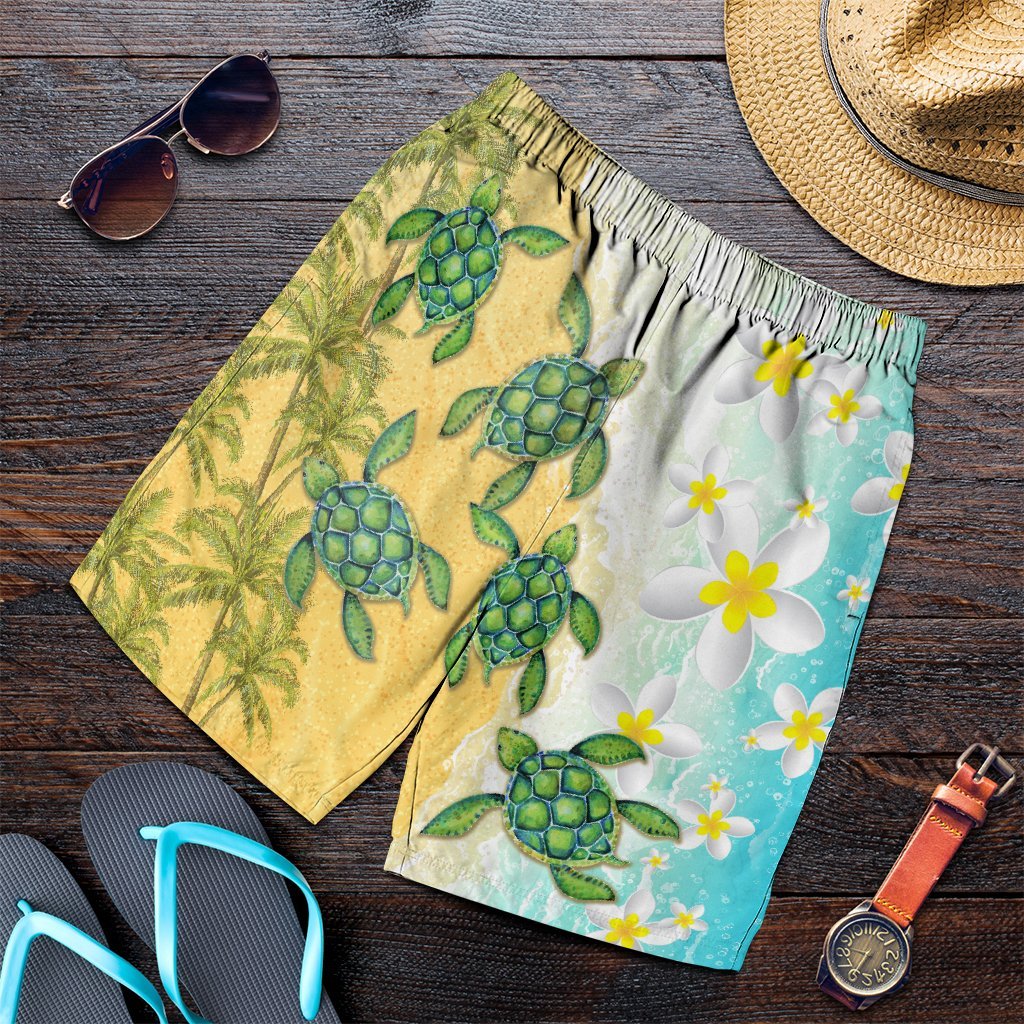 Hawaii Turtle Sea Hibiscus Coconut Tree Men's Shorts - AH Art - Polynesian Pride