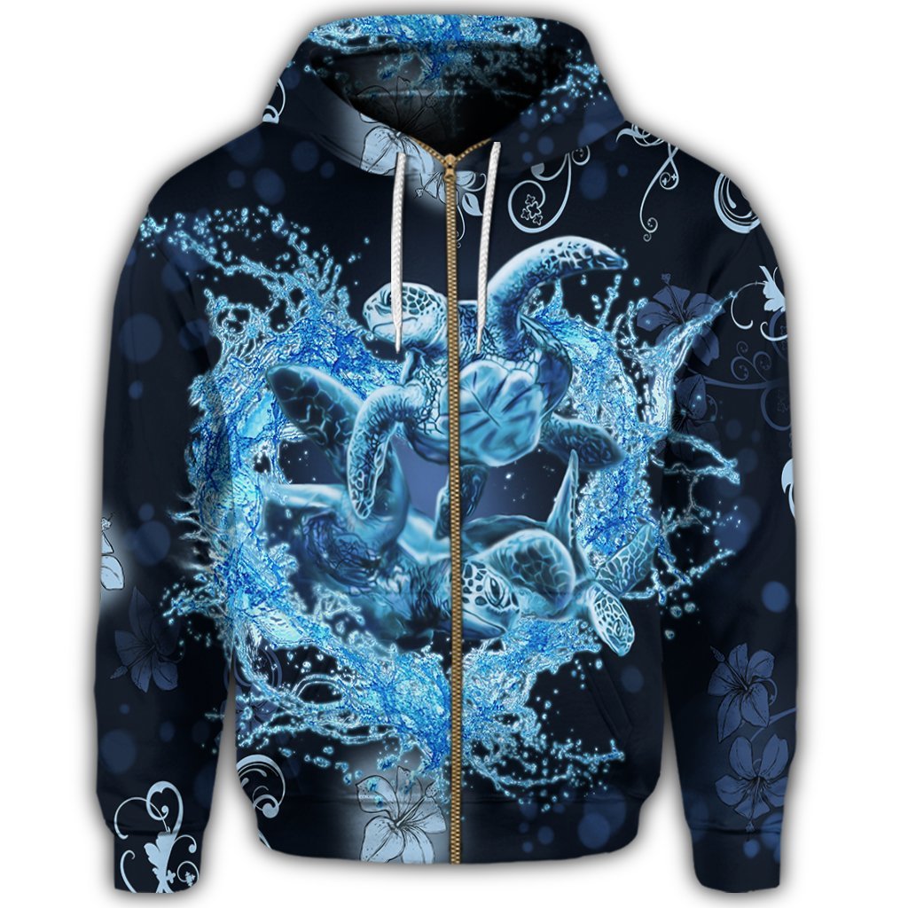 Hawaii Turtle Sea Ohana Zip Hoodie - Polynesian Pride